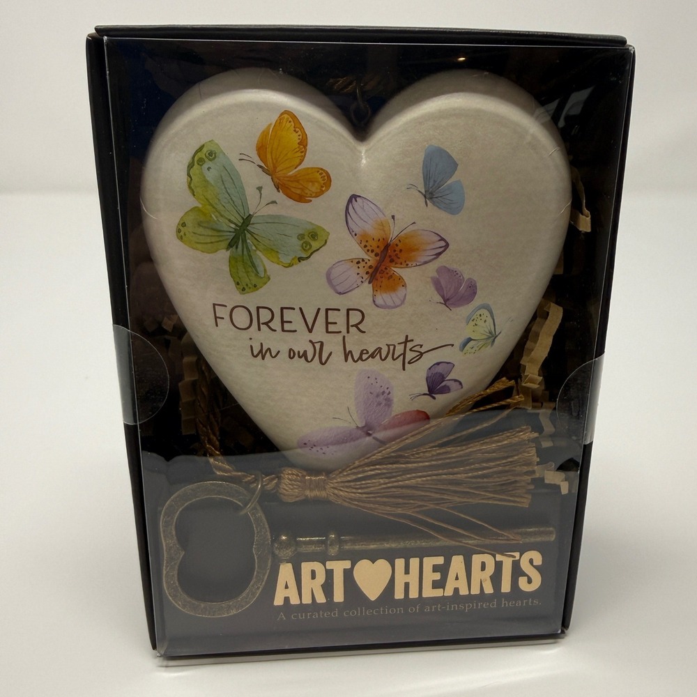 Demdaco Art Hearts Forever in Our Hearts Butterfly Sculpted Heart Keepsake Gift